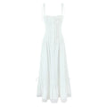 Summer Womens White Dresses Spaghetti Strap New in Long Dress 2025 Beach Casual Midi Party Vestidos Single Breasted Lace Dress