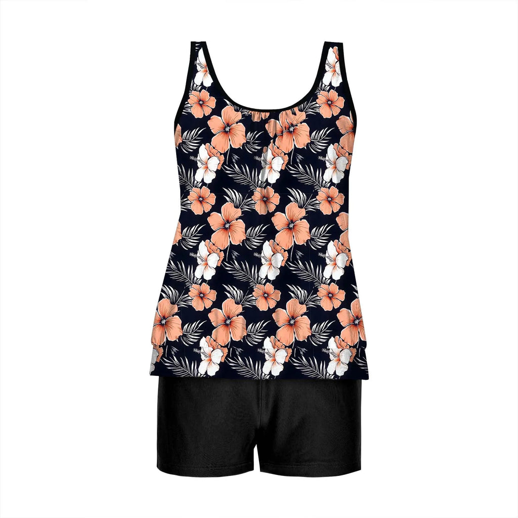 2026 Pinted Floral Tankini Two Pieces Swimsuit Women Vintage Swimwear Female Bathers Bathing Swimming Swim Suit Beachwear