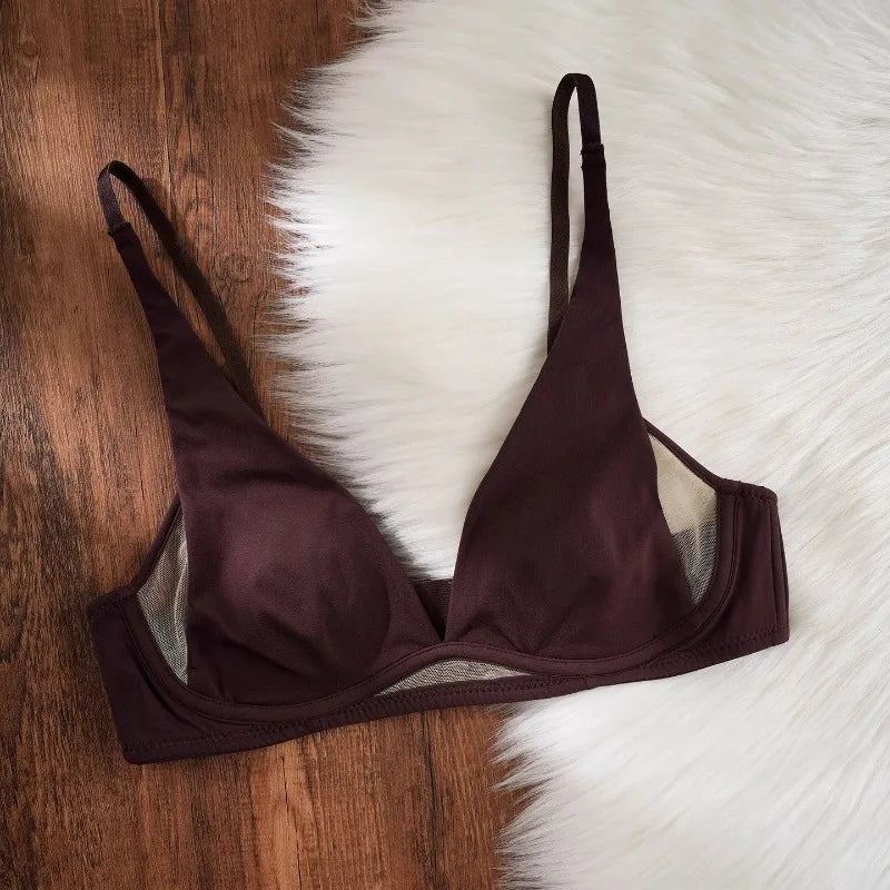 Elegant Deep V Rabbit Ear Bra 2026, Wireless Invisible Summer Bralette, Breathable Comfort Bra for Small Chest, Sophisticated