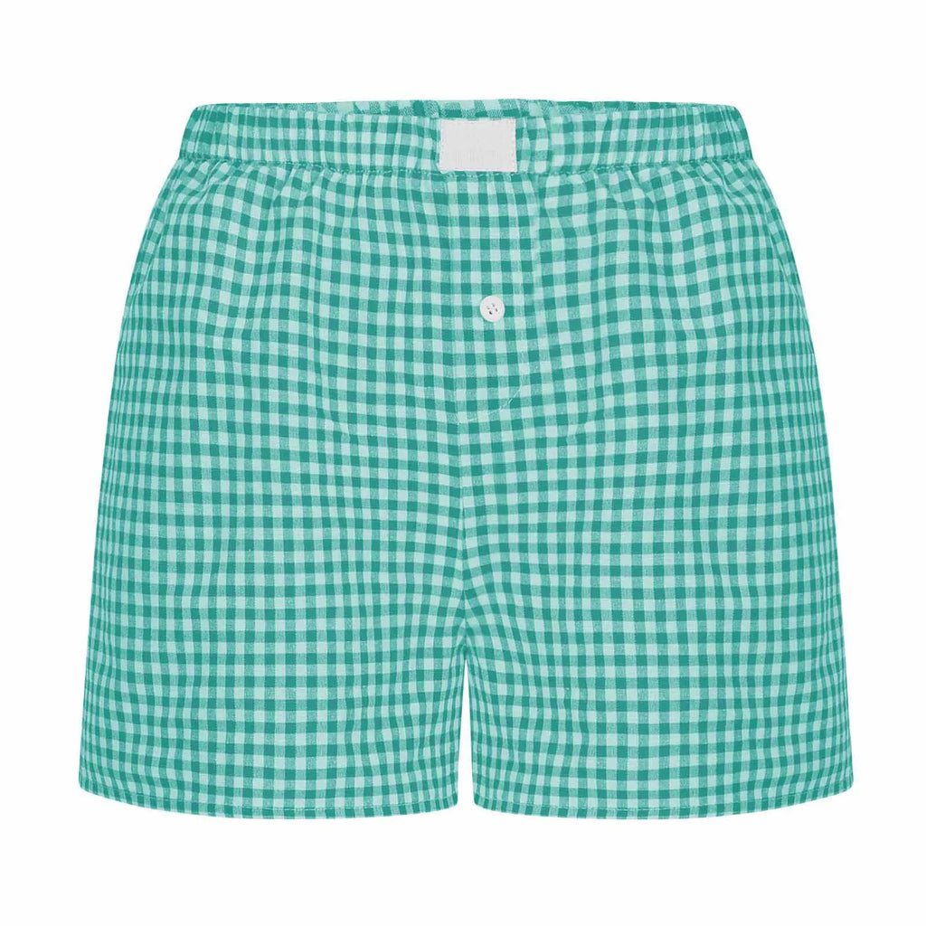 Teen Girls Plaid Shorts Elastic Waistband Pull-On Casual Lounge Summer Outfit Red Blue Color Women's Fashion
