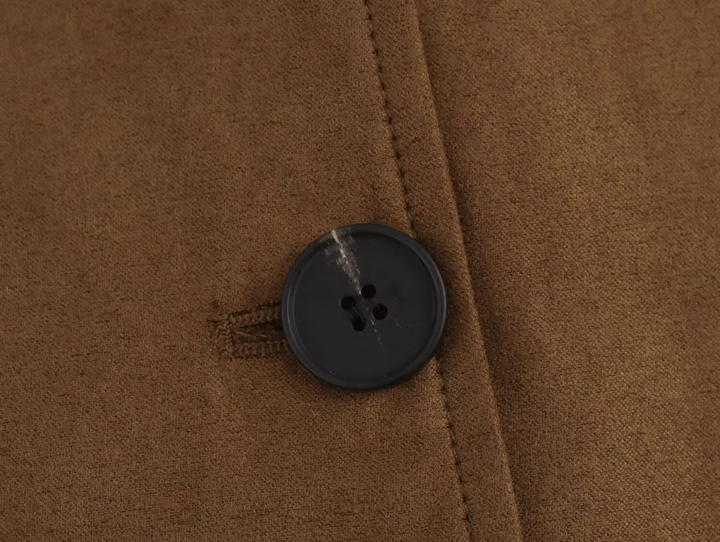 Foridol Turn Down Collar Brown Autumn Jacket for Women Casual Single Breasted Long Coat Jacket Female Winter Jacket Back Slit