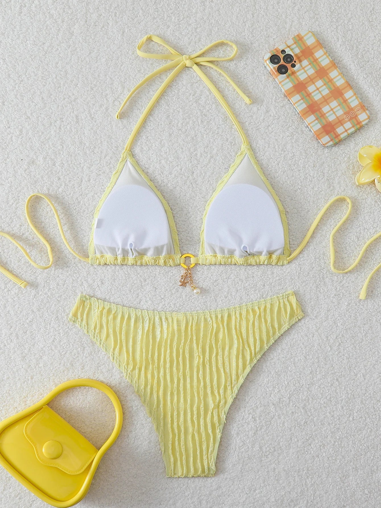 Triangle Halter String Bikinis 2026 Women Sexy Swimsuit Solid Ring Linked Swimwear Female Bathers Bathing Swimming Swim Suit