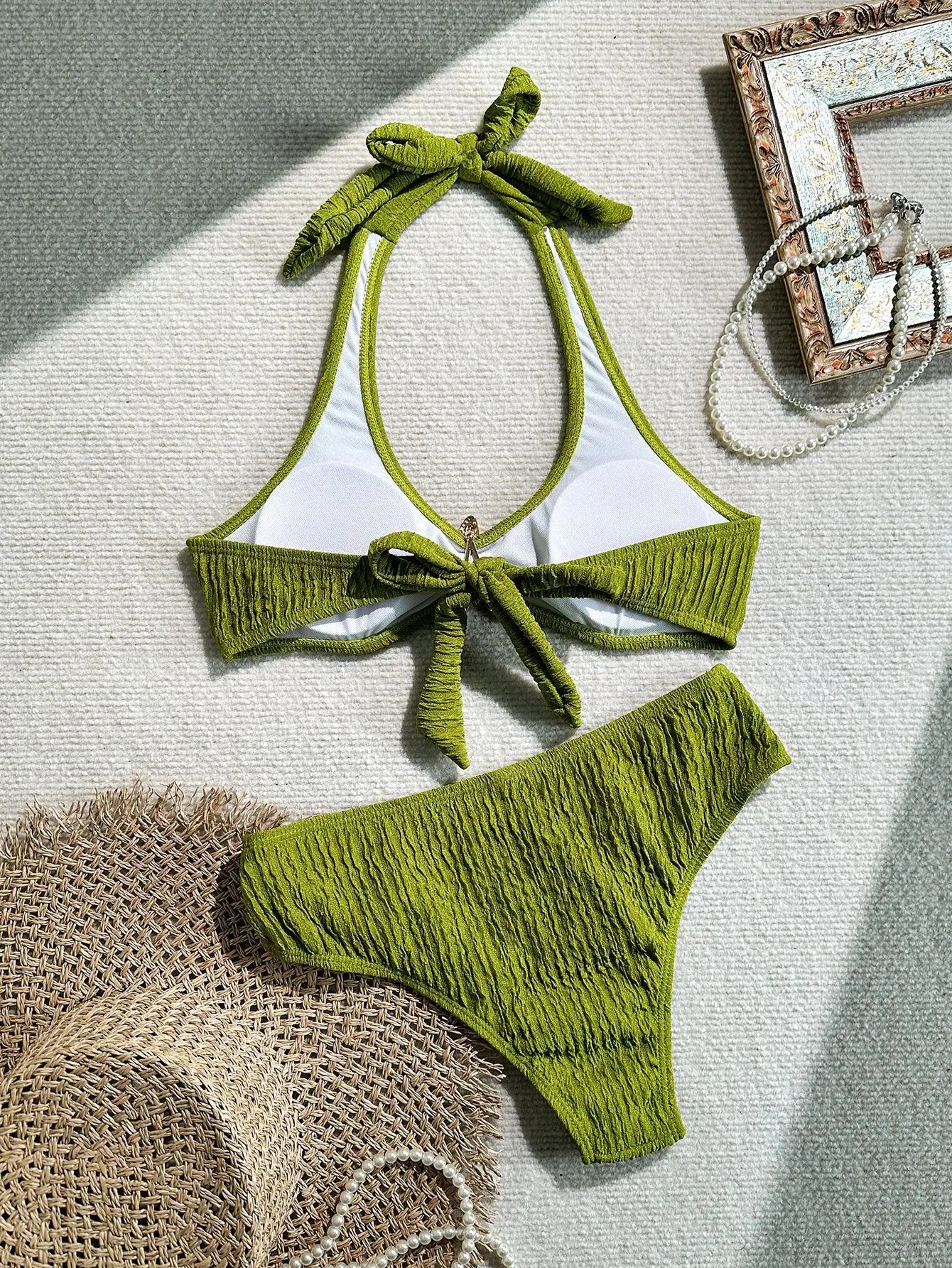 Sexy Metal Starfish Bikini Set 2026 Women Green Brown Push Up Bra High Waist Swimsuit Bathing Suit Vacation Two Piece Swimwear