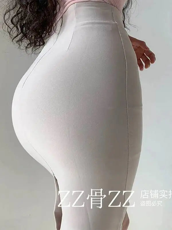 WOMENGAGA Mid Length Skirt For Elegance Apricot Slim Mini Dress Sweet Sexy Korean Women 2023 Skirts High Waist Fashion HGR0