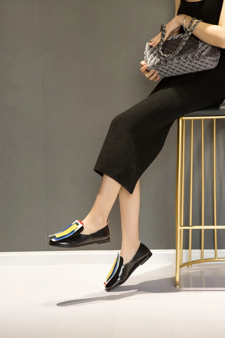 Women Oxfords Mules The Heel Is 1.5CM Low 2025 Summer Slip-on Casual Mixed Color Ladies Shoes Plus Size 41 42 43