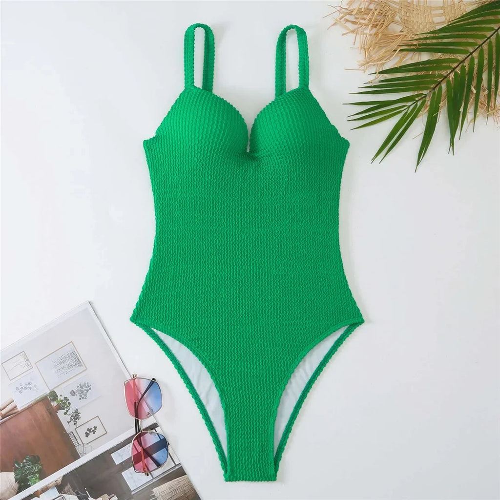 S - XL Crinkled Bikini Push Up Swimsuit Female Swimwear Women Two-pieces Bikini set With Bra Cup Bather Bathing Suit Swim V4886