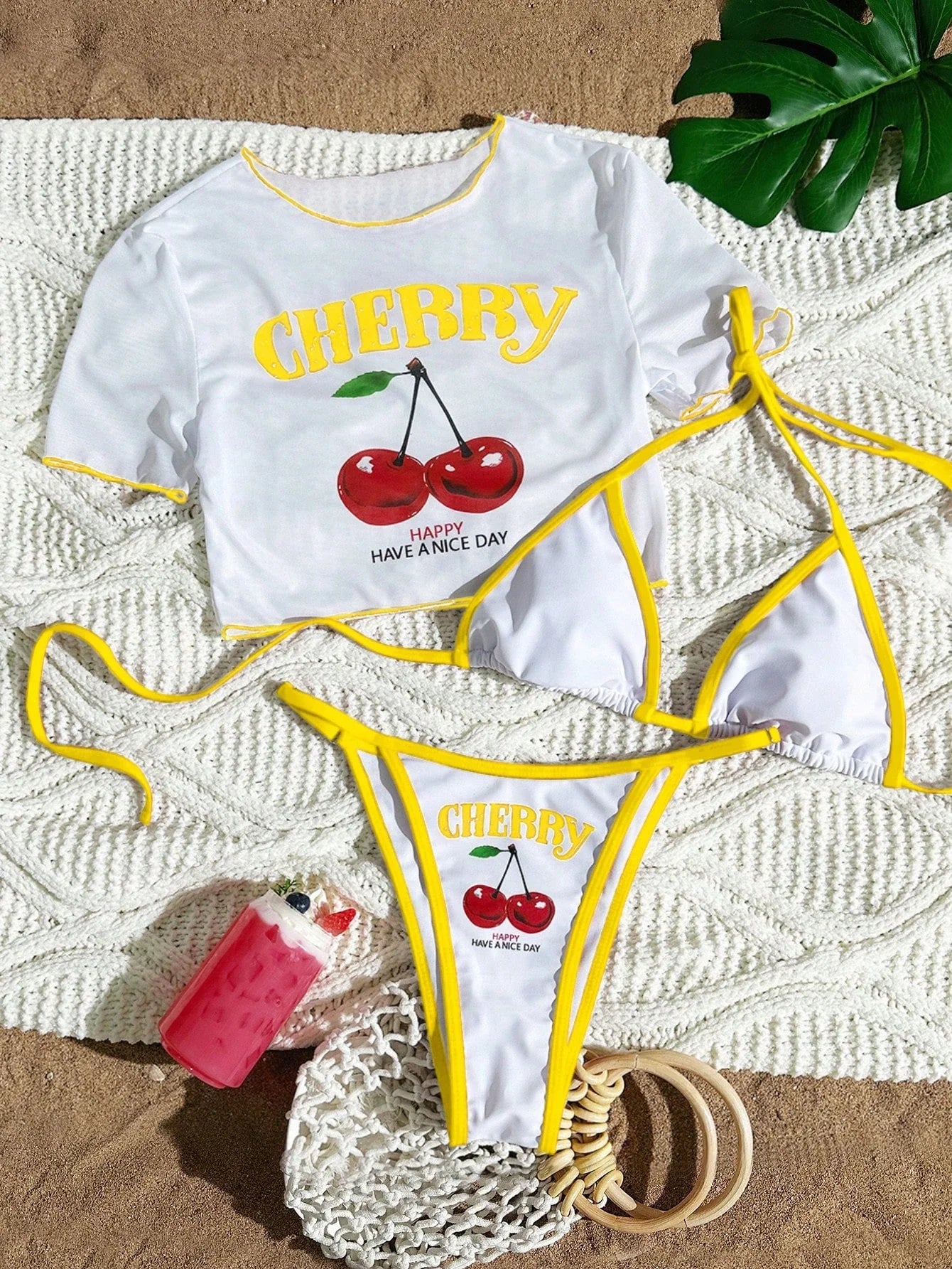 3 Pieces Brazilian Thong Bikinis 2026 Women Trikini Swimwear Female Halter Triangle Swimsuit & Tops Bathing Swimming Swim Suit