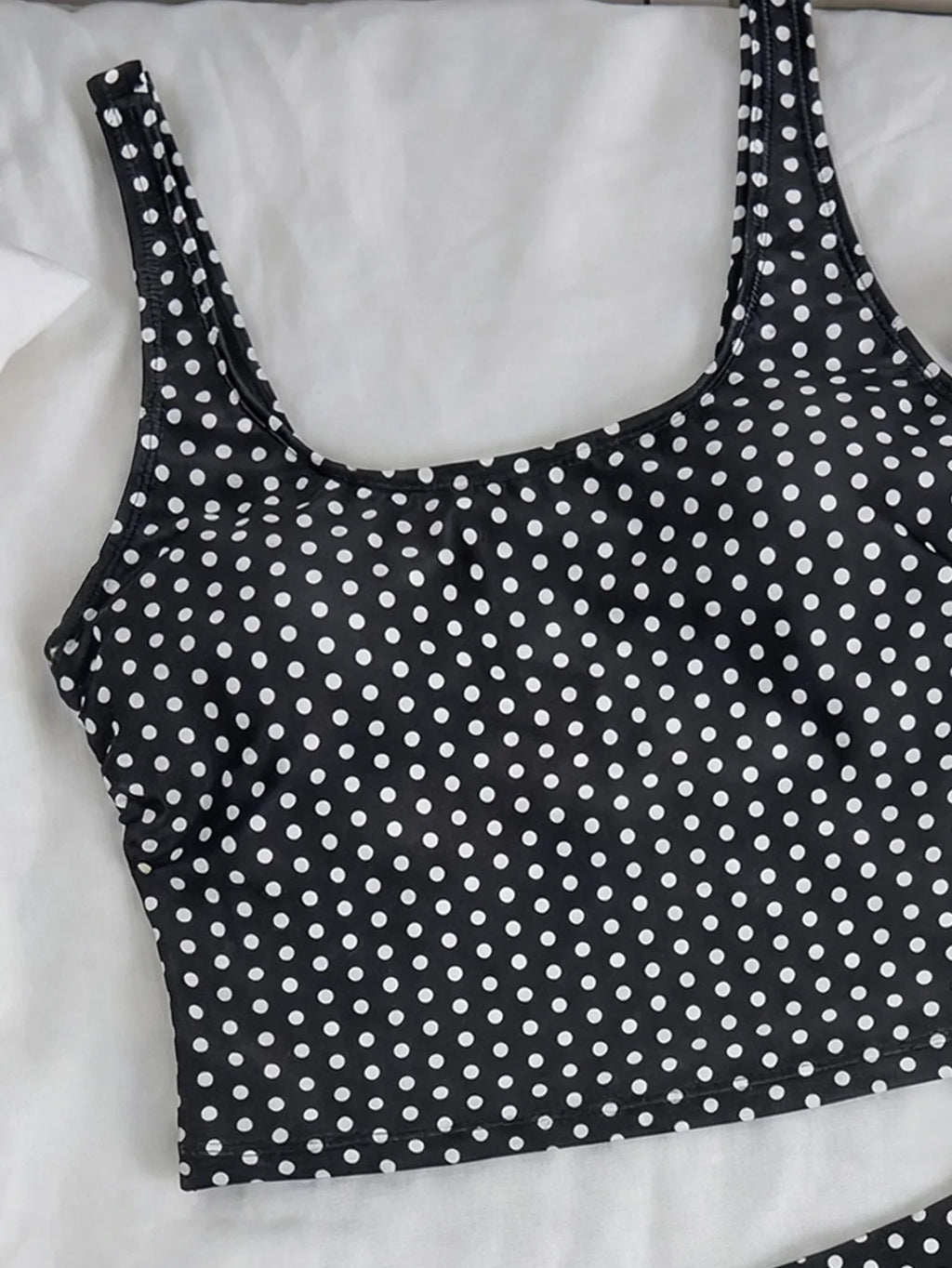 Vintage Black Polka Dot Print Tankini Set Women Push Up Tank Top Split Tie Skirt Two Piece Swimsiut 2026 Bathing Suit Swimwear