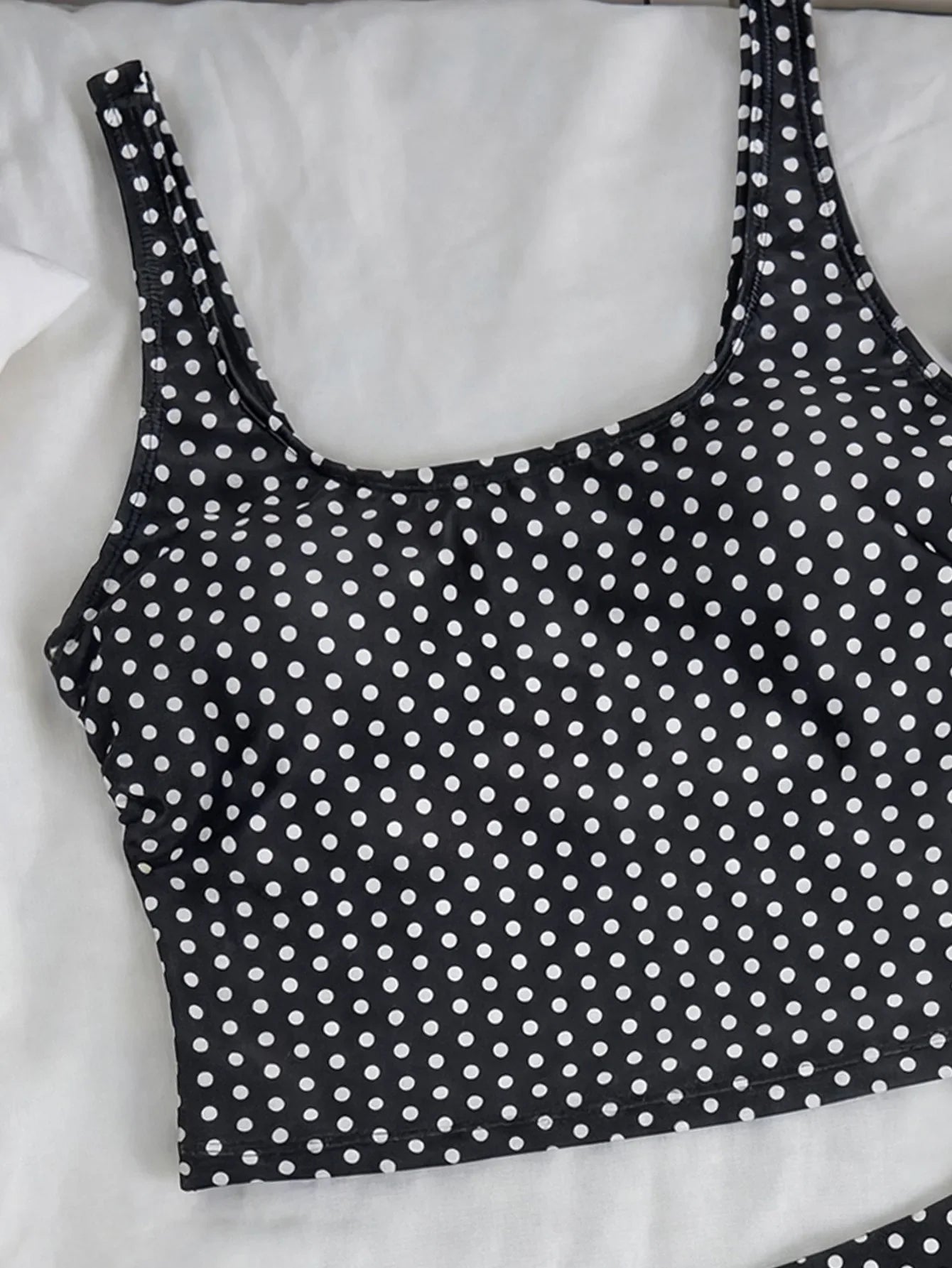 Vintage Black Polka Dot Print Tankini Set Women Push Up Tank Top Split Tie Skirt Two Piece Swimsiut 2026 Bathing Suit Swimwear