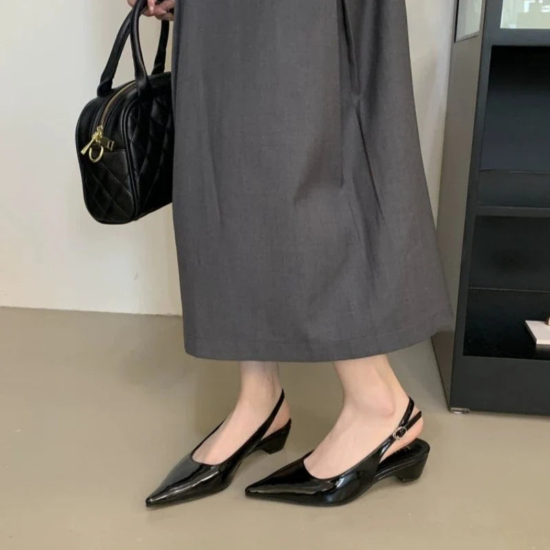 Women's  pointed toe slingback slip-on flats sandals soft comfortable casual female summer daily footwear shoes