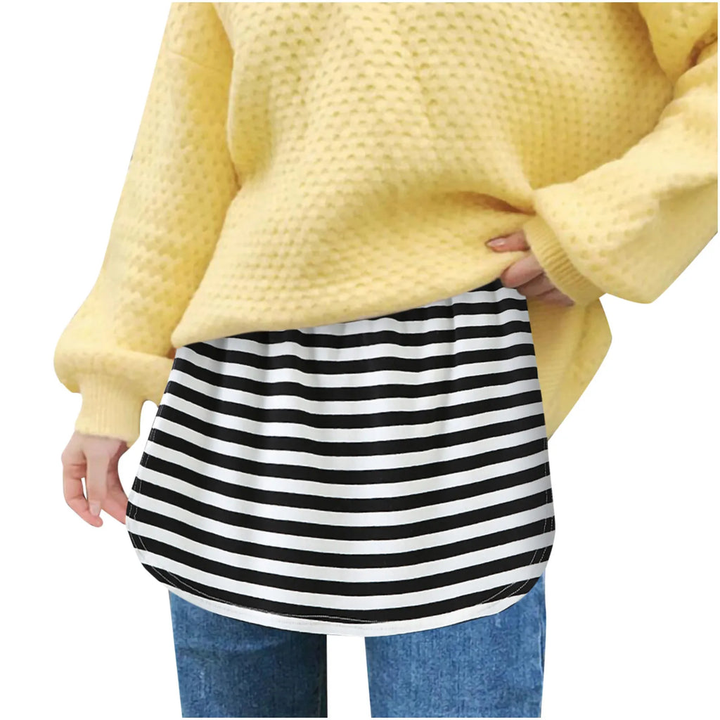 2pc Womens Elastic Waist Layering Underskirt Curved Hem Mini Skirt With Extended Back Casual Versatile Base Layer Top For Shirt