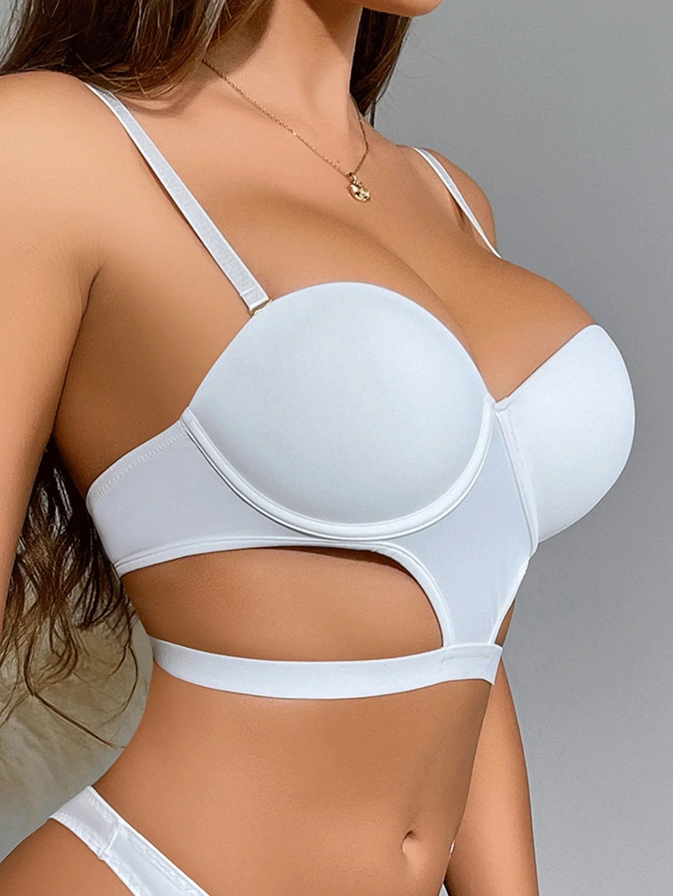 Solid Color Underwire Bra 1/2 Cup Sexy Lace Women Fashionable And Comfortable Lingere Full Coveage Underwear With 1pc Strap
