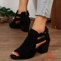 2026 Women Sandals  Chunky High Heels Soild Gladiator Open Peep Toe Women Black Shoes Buckle Back Zipper Sandalias De Mujer