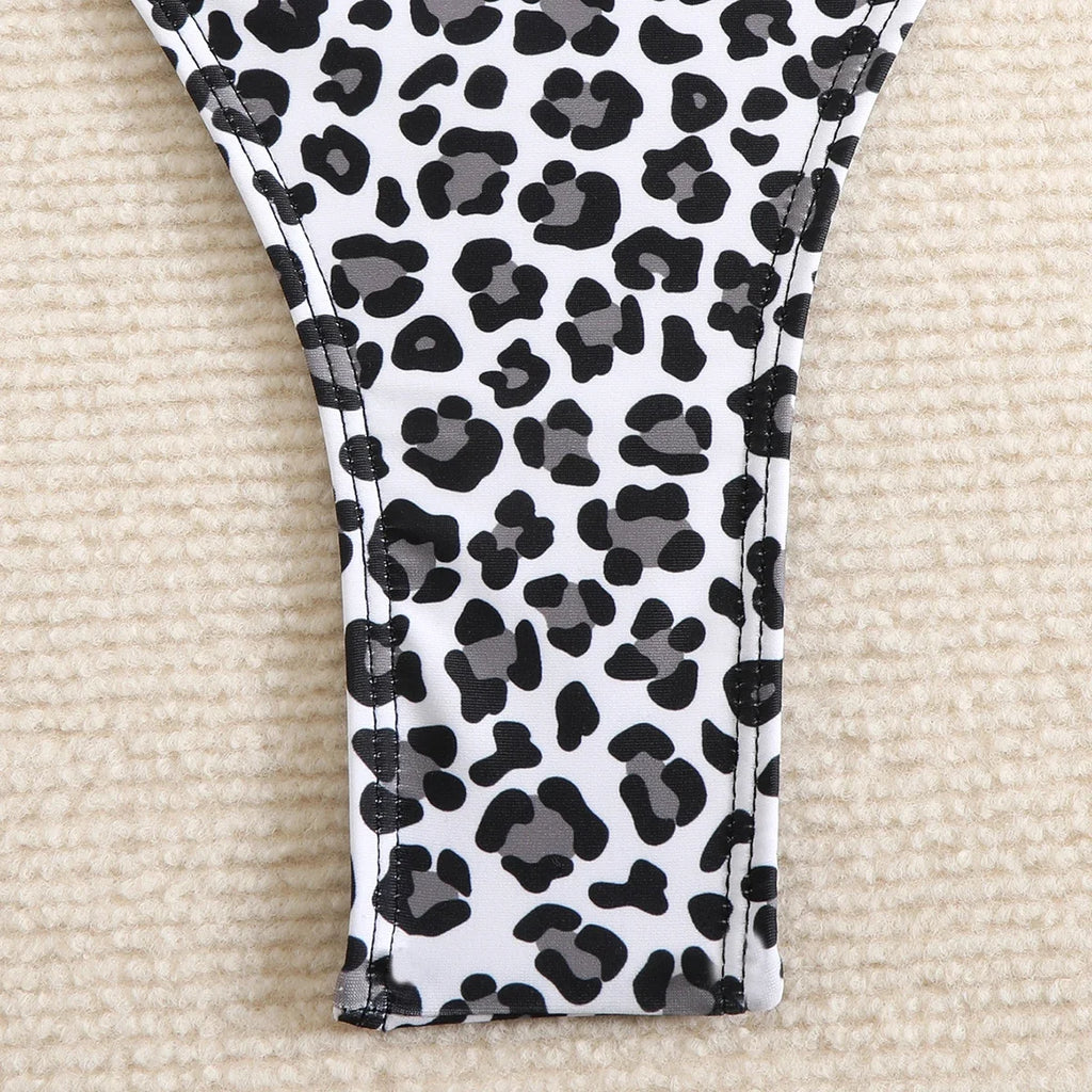 2026 Srappy Swimsuit One Piece Leopard Drawstring Swimwear Women Bathers Bathing Swimming Swim Suit Padded Beachwear Summer