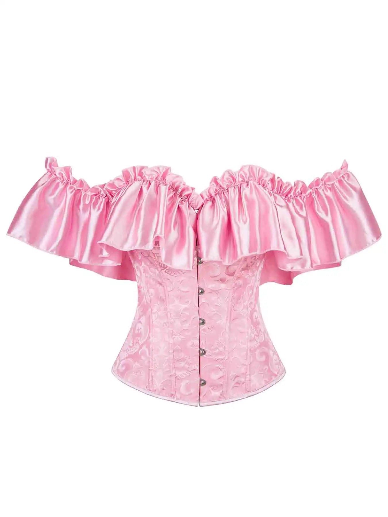 Chest corset with satin ruffled sleeves and waist-tightening palace corset at the back of the shoulder.