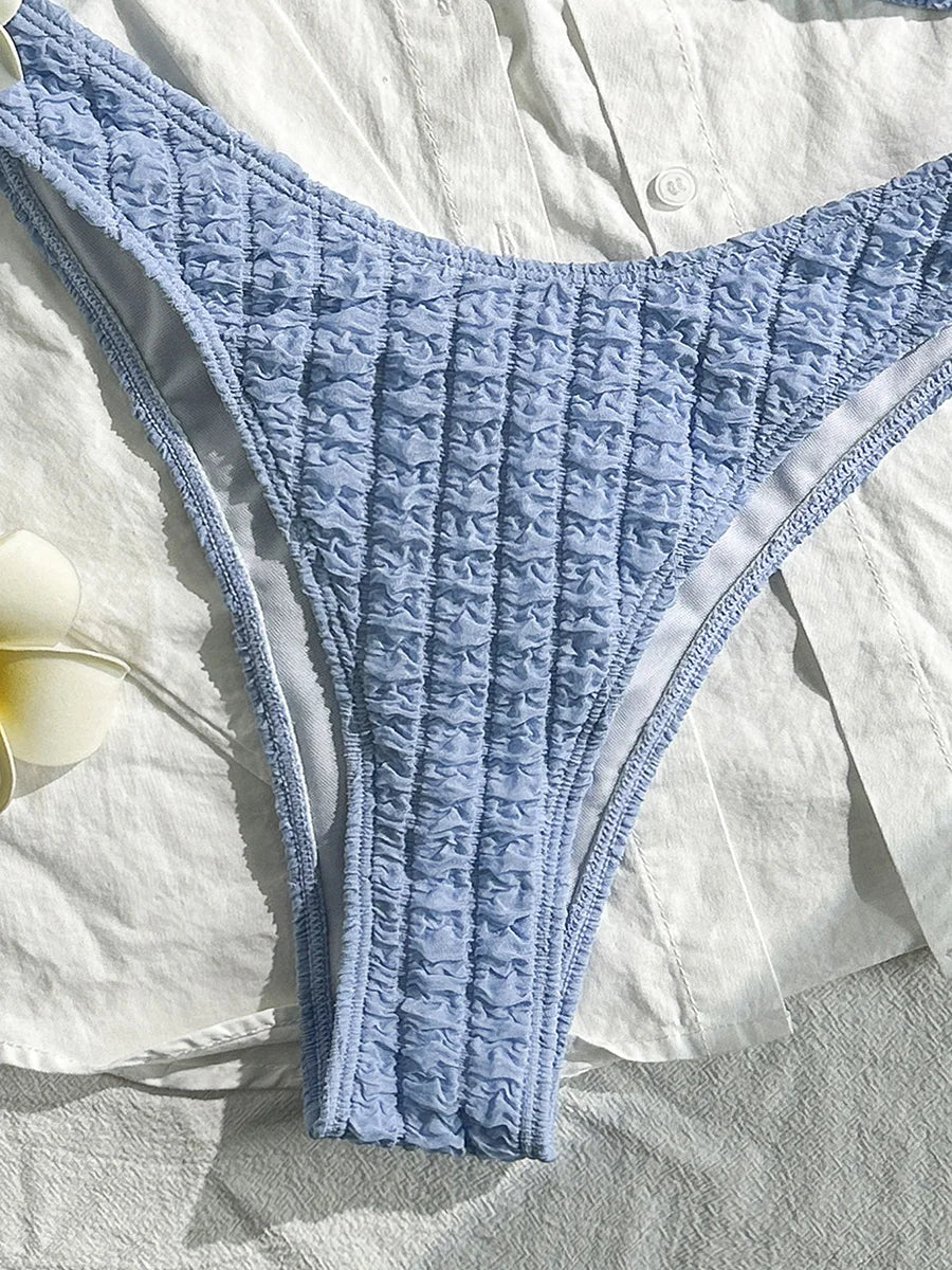3D Flower Wrinkled Crinkled Bikini 2026 Women Bikinis Female Brazilian Swimwear Two pieces Swimsuit Bikini Set Bathing Suit Swim