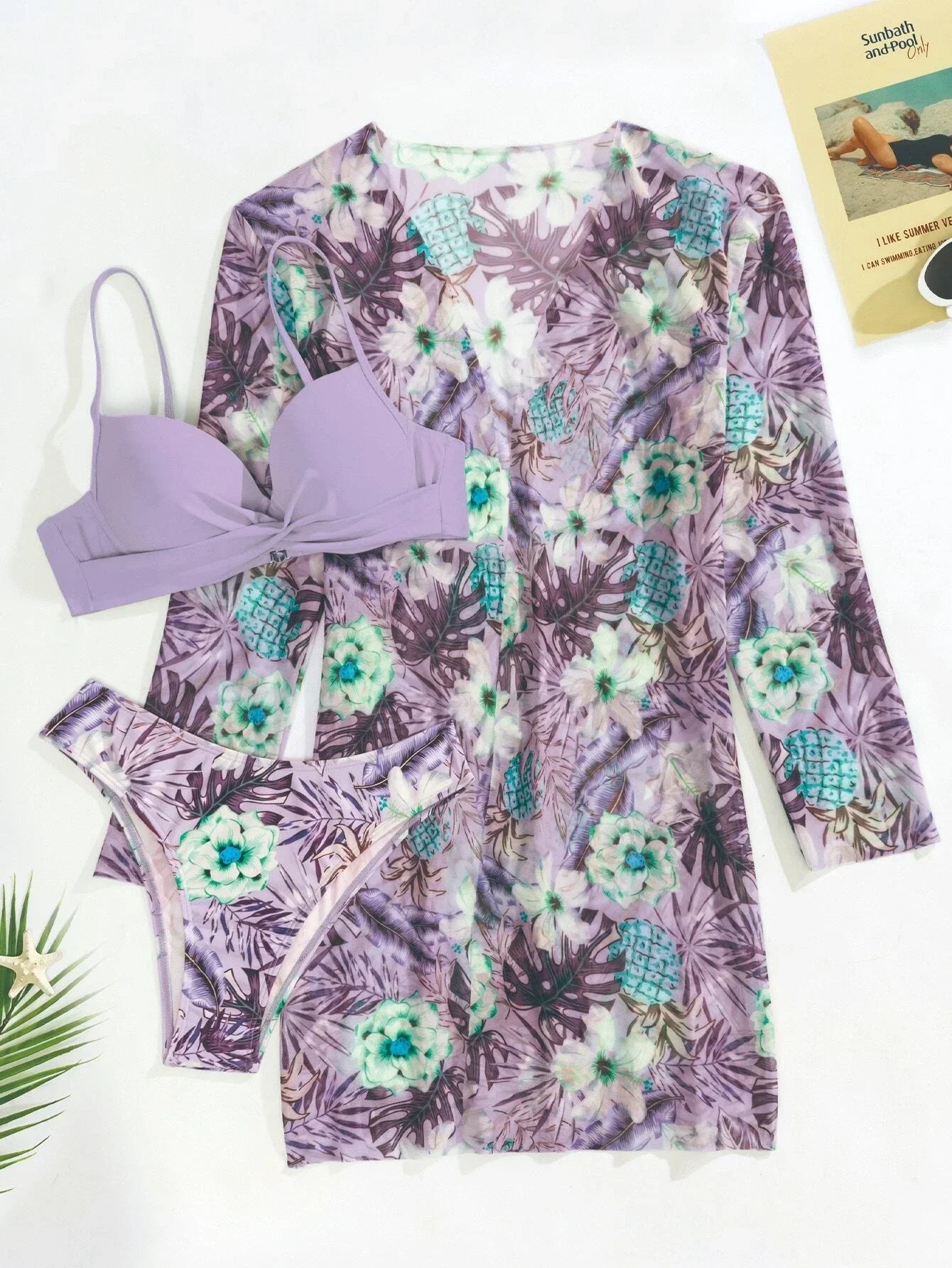 3 Pieces Push Up Bikinis 2026 Women With Kimono Beach Printed Swimsuit Sexy Swimwear Female Bathers Bathing Swimming Swim Suit