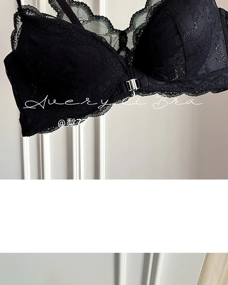Summer Nouvelle Tendance! Soutien-Gorge Push Up à Fermeture Avant - Bretelles Dentelle Dos, Bralette Légère pour Petite Poitrine