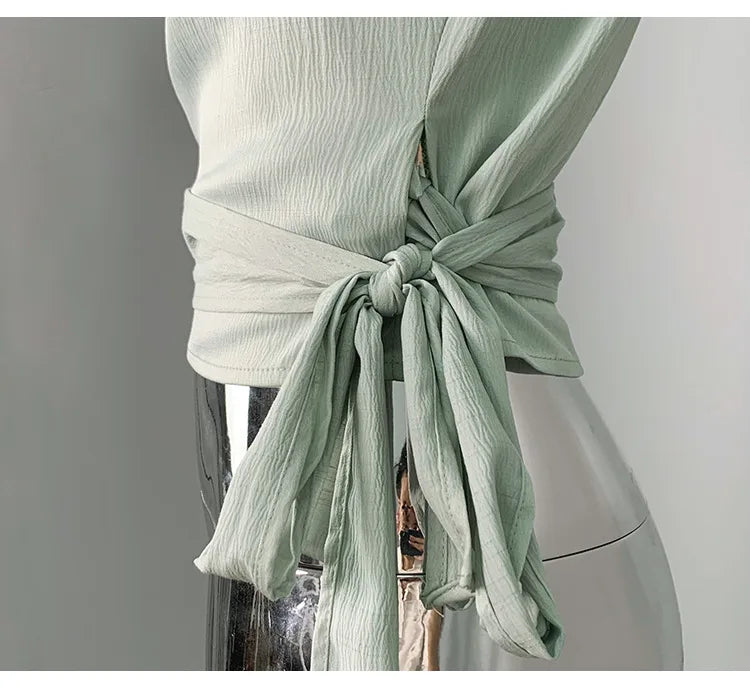 Women Blouses Slim Fit V-neck Lace Up Open Stitch Versatile Sleeveless Top For Female Chiffon Tops Summer Fashion PPAY