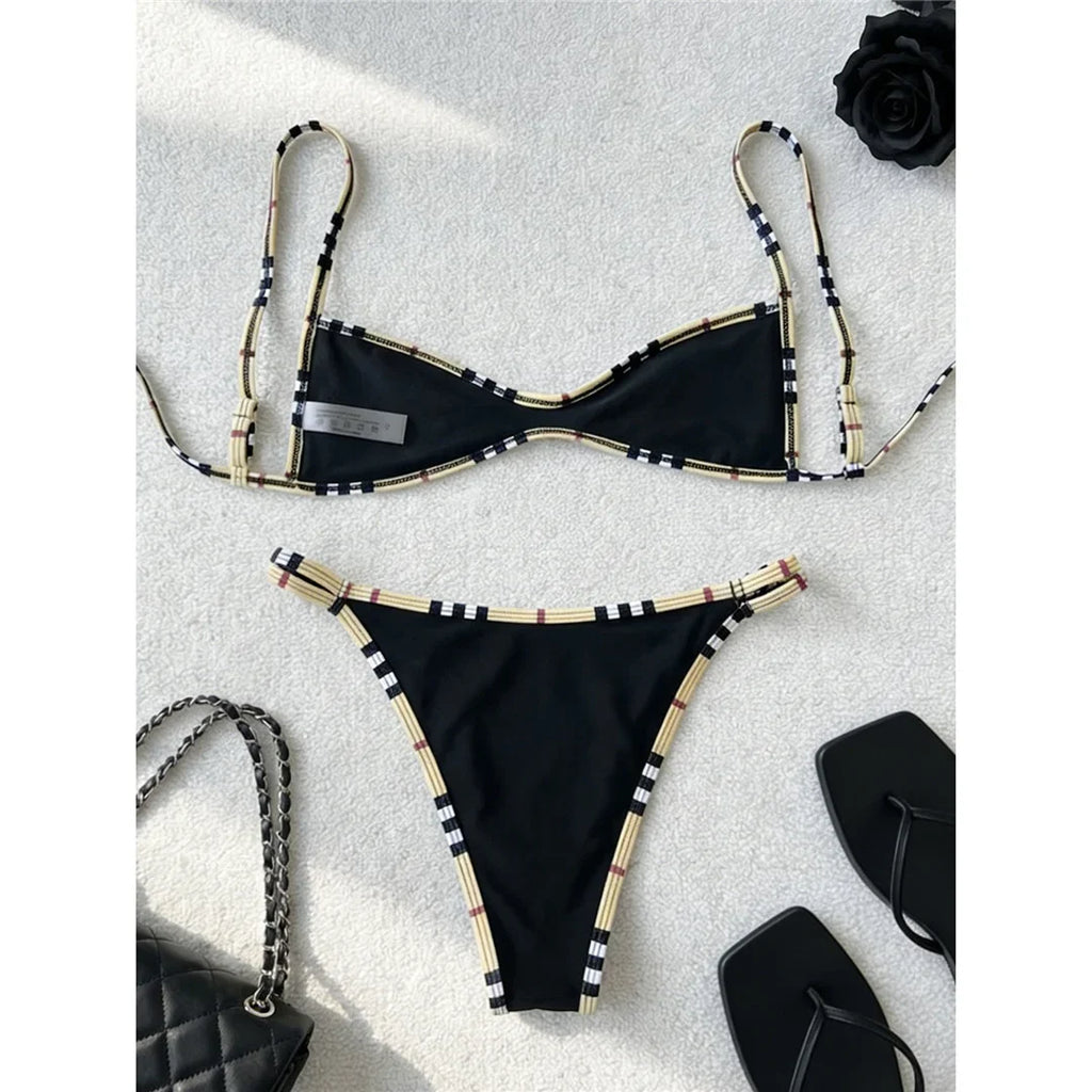 XS - L 2026 Printed Polka Dot Bikini Female Swimsuit Women Swimwear Two-pieces Bikini Set Plaid Bather Bathing Suit Swim V8039