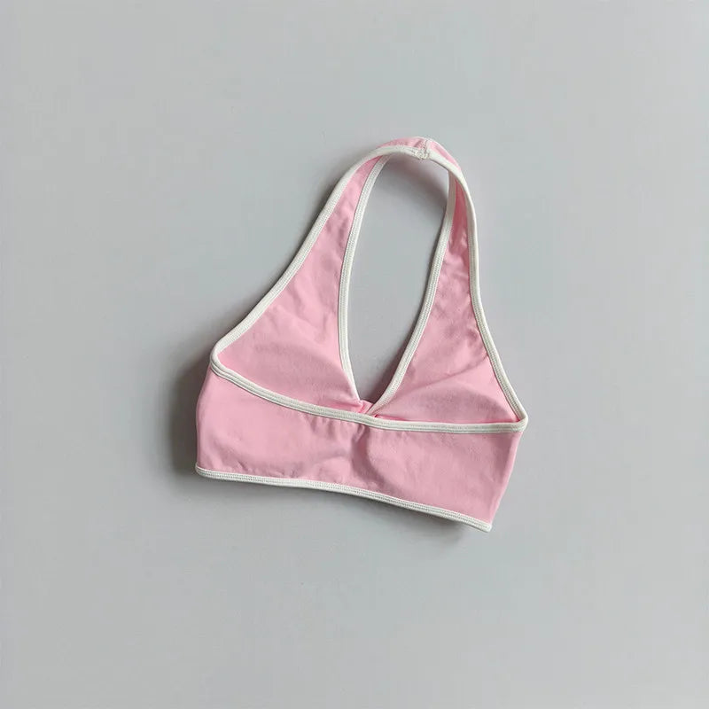 Shockproof Breathable Sports Bra Halter Neck Vest with Chest Pad for Gym Running Yoga Pilates Training Fitness Back Beauty