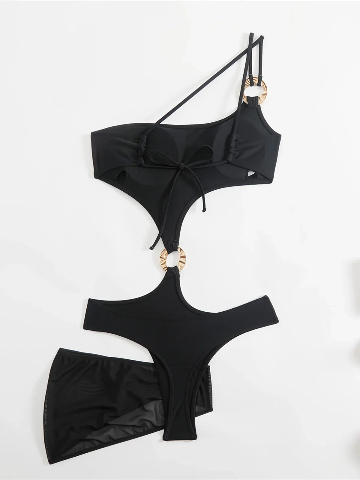 New Asymmetric One Shoulder With Skirt One Piece Swimsuit Women Swimwear Female Metal Ring Padded Bather Bathing Suit Swim K7082