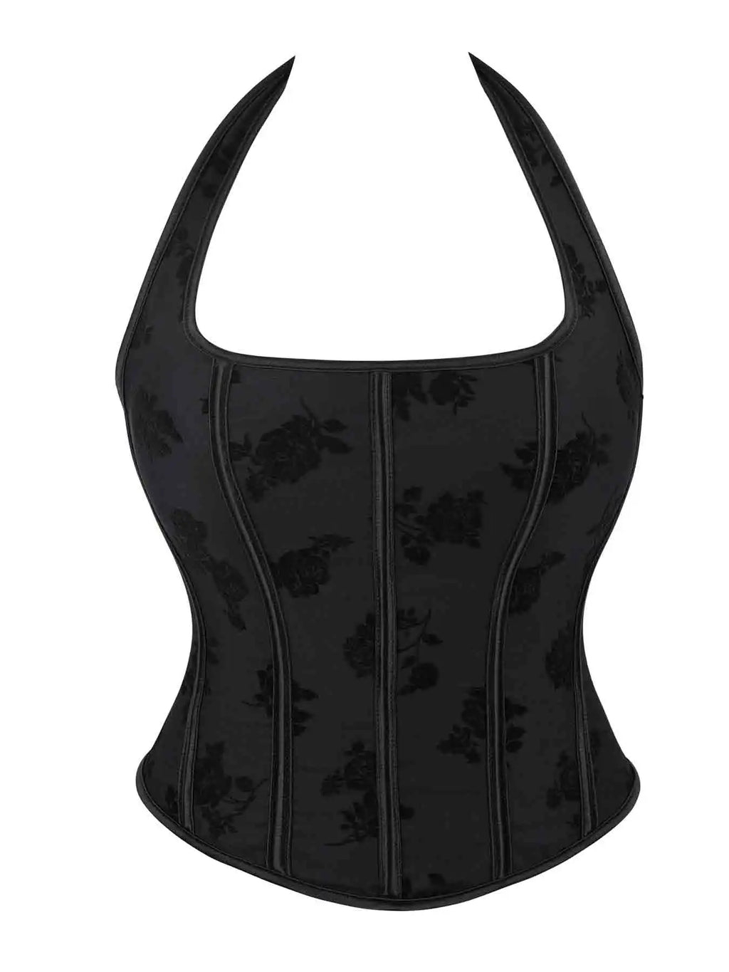 New black tube top hanging neck adjustable corset chest support gathered abdomen waist elastic palace corset.