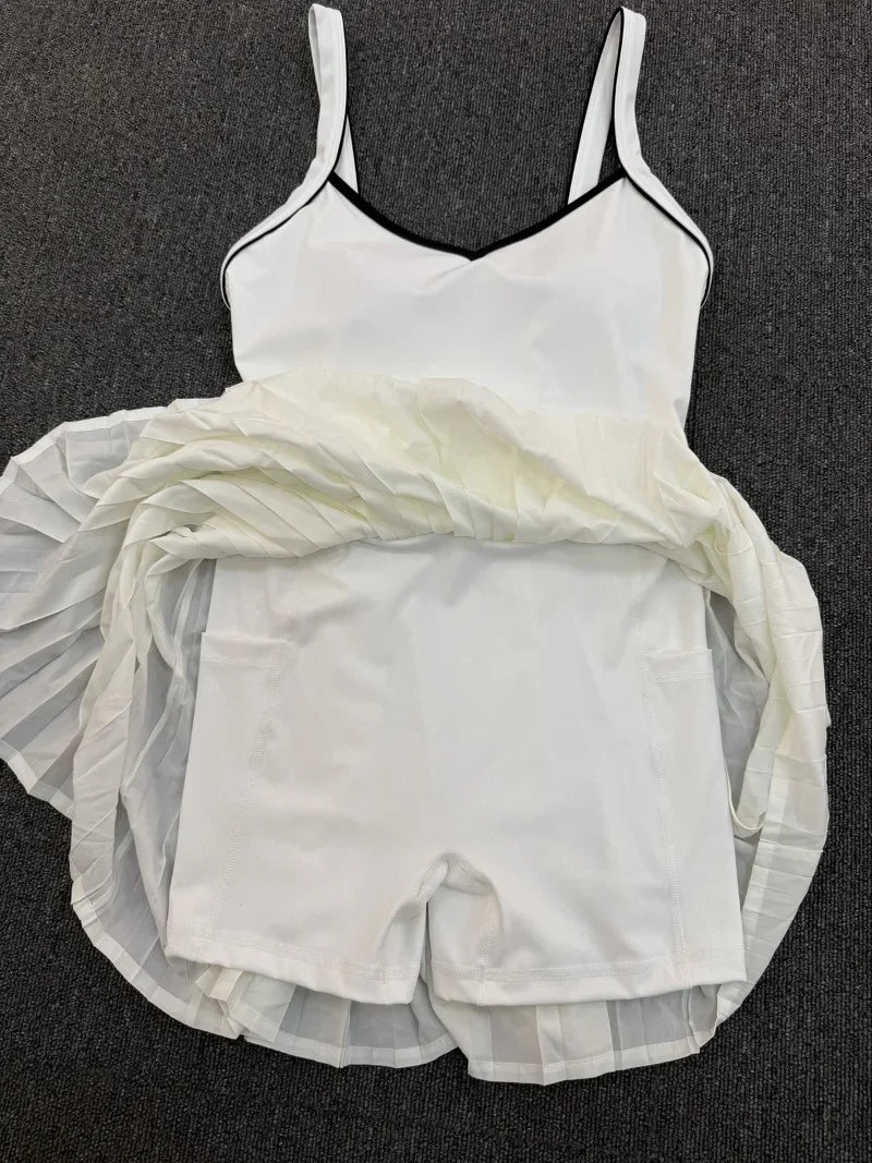 Women's Seamless Yoga Jumpsuit Sports Fitness Sleeveless Beautiful Back One-Piece Dress Workout Tennis Anti-exposure Jumpsuit