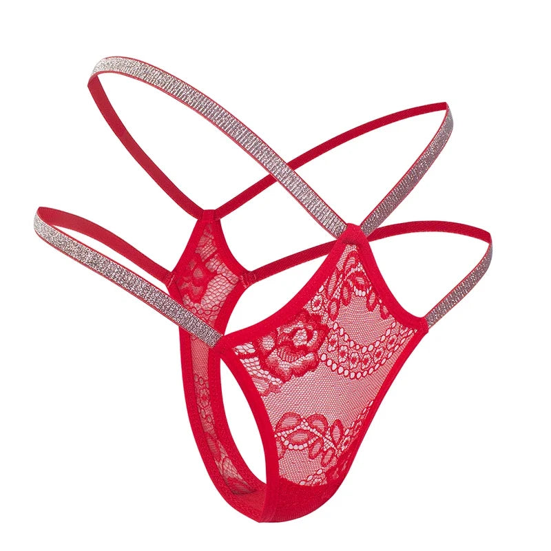 1pcs Low Rise Sexy Lace Women G-string Silver Satin Erotic Sexy Lingerie Breathable Comfort Elegant Female Underwear Lady Thongs