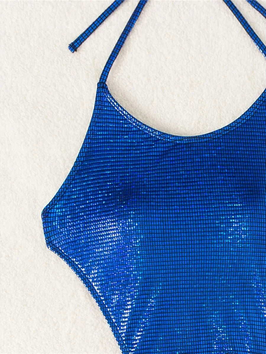 New Long Sleeve G String Diamond Bikini Female Backless Swimwear One Piece Swimsuit Women Monokini Sexy Bather Bathing Suit Swim