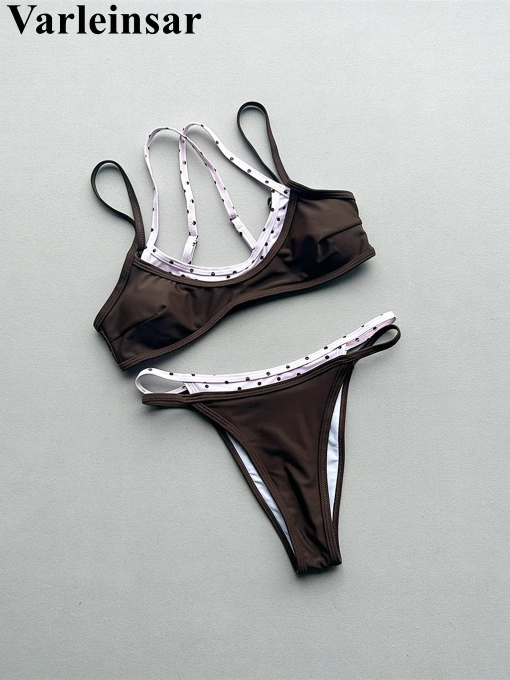 2026 Splicing Polka Dots Bikini Women Swimwear Female Swimsuit Two-Pieces Bikini Set High Cut Leg Bather Bathing Suit Swim V8172