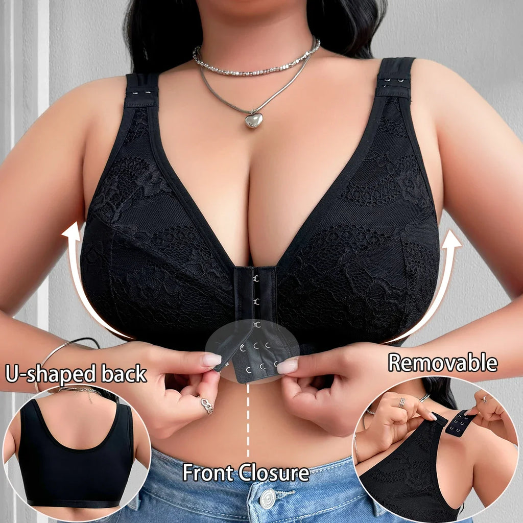 1pcs Plus Size Bras For Women Underwear Seamless Bra Push up Brassiere Lingerie Front Closure Bralette 1XL-4XL Unlined Thin Bras