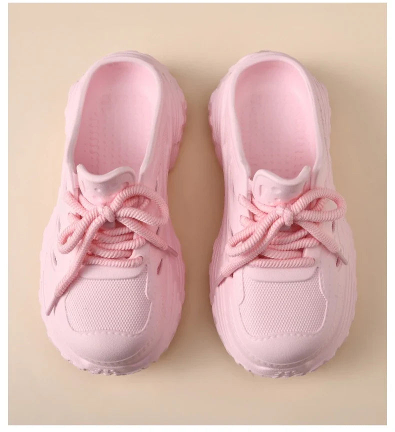 2026 New Leisure Platform Clogs For Women Men Summer Street House Shoes Soft EVA Lace-up Style Slippers Couples Beach Sandals