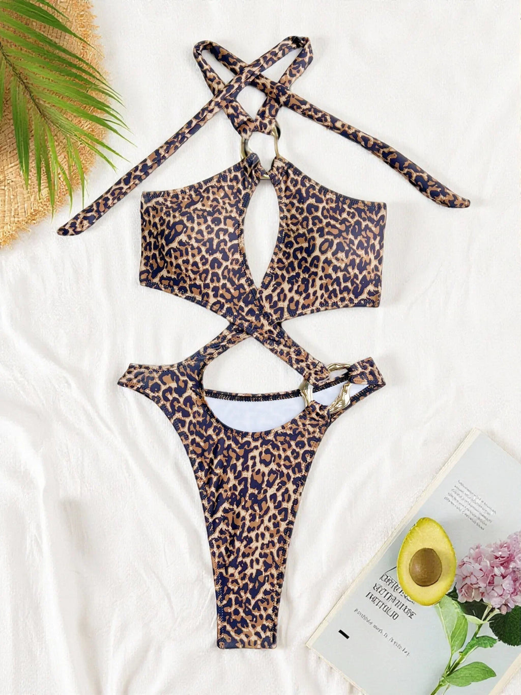 Shiny Blue Snakeskin Print One Piece Swimsuit Women 2026 Sexy Hollow Out Backless Metal Cross Bathing Suit Swimwear Monokini