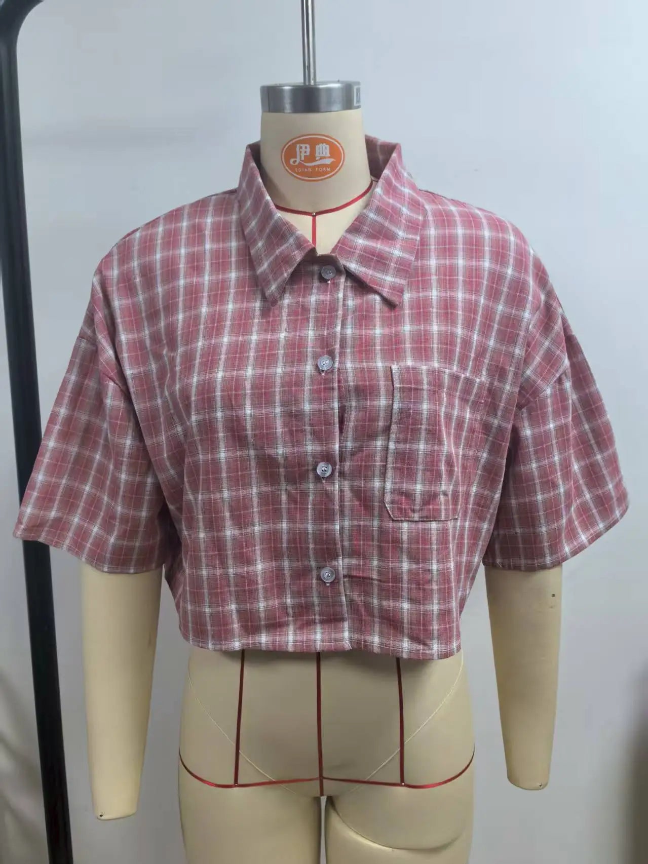 Casual Shirts Shirts & Blouses Women's Clothing Simple Style Street Personality Contrast Lattice Quarter Sleeves Fashion Trendy
