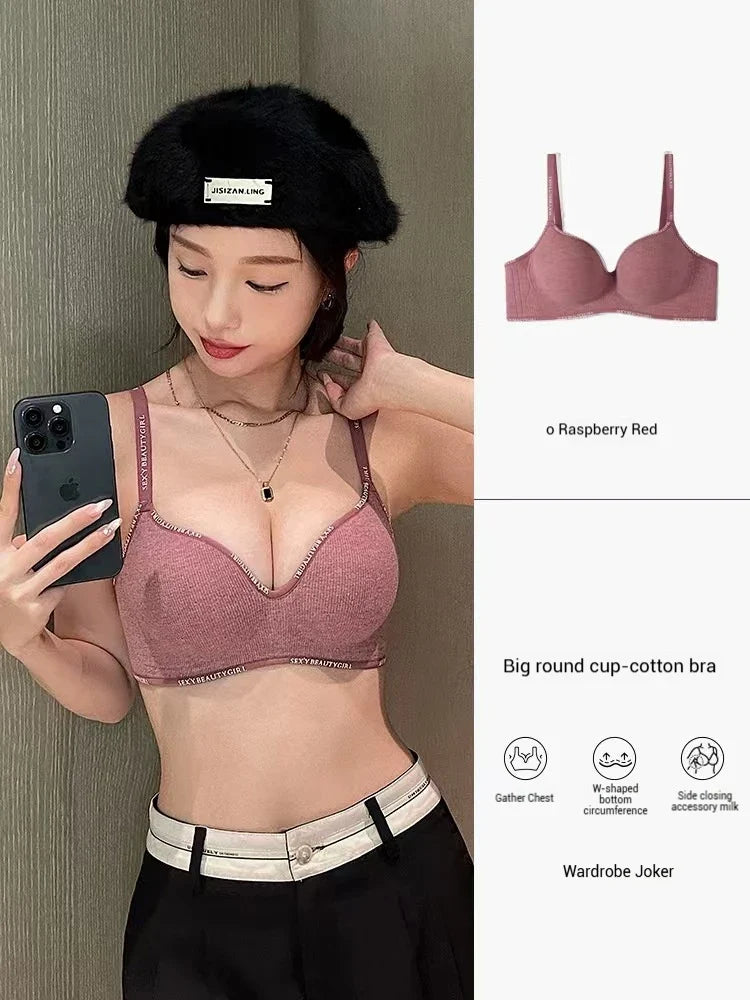 Deep V Knitting Bra Women's Underwear Small Chest Sexy Push Up Lingerie Seamless Bra for Women Bra Thick Bralette 32-38AB