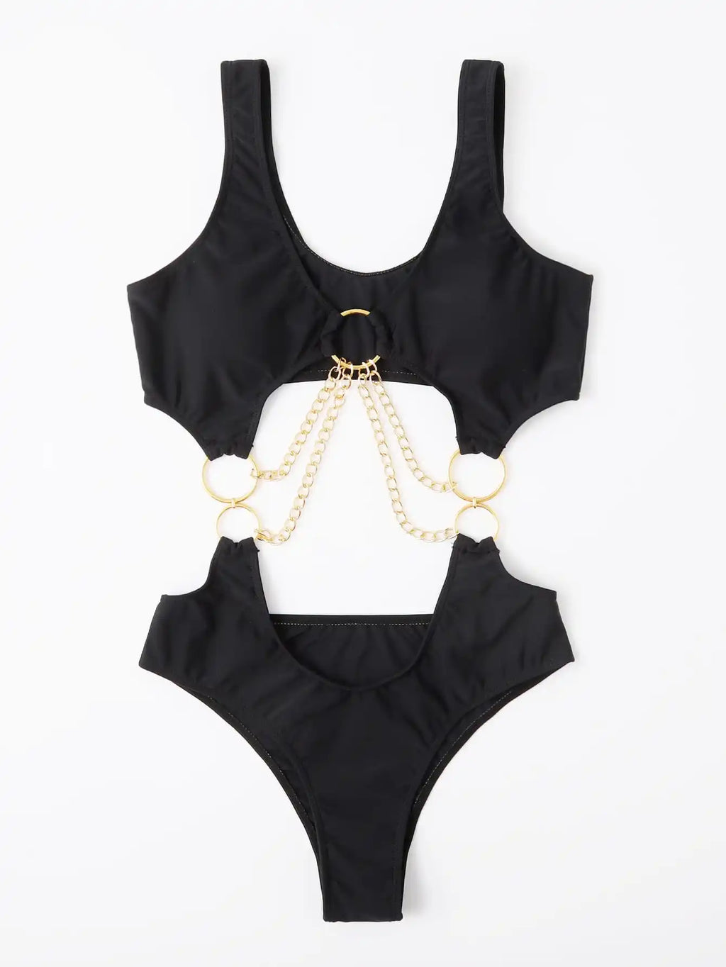 Cut-out Chain Linked One Piece Swimsuit Monokini Swimwear Women 2025 Bathers Padded Beachwear Bathing Swimming Suit Summer