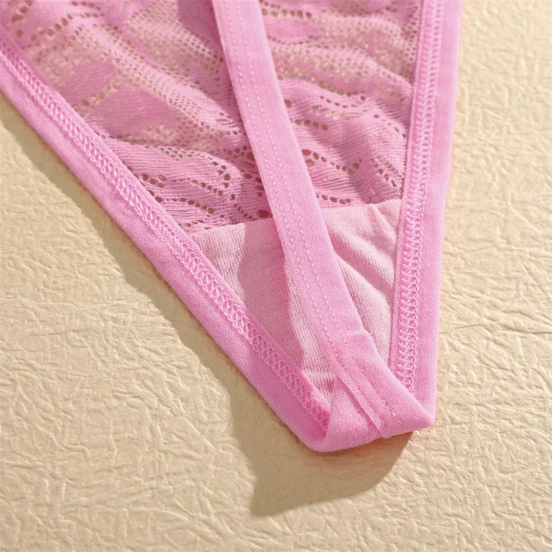 4PCS Sexy Hollow Out Lace Women Lingerie Underpants Female Lace Transparent G-string Thong Low Waist Female Soft Intimates S-XL