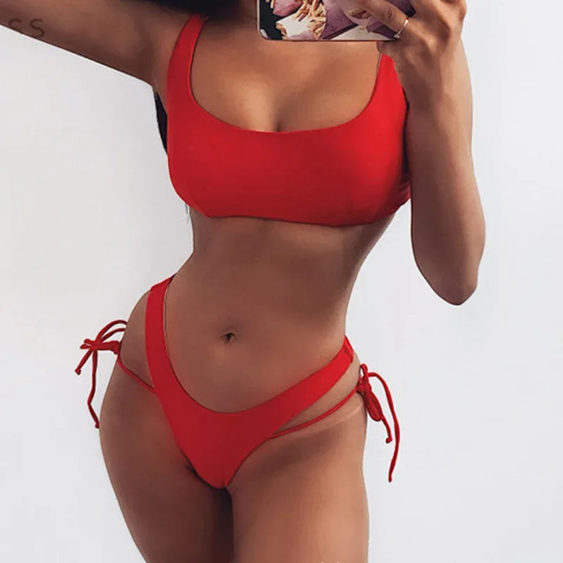2026 High Cut Micro Thong Bikini Female Thong Bikinis Swimsuit Women Swimwear Two-pieces Bikini Set Brazilian Bathing Suit Swim