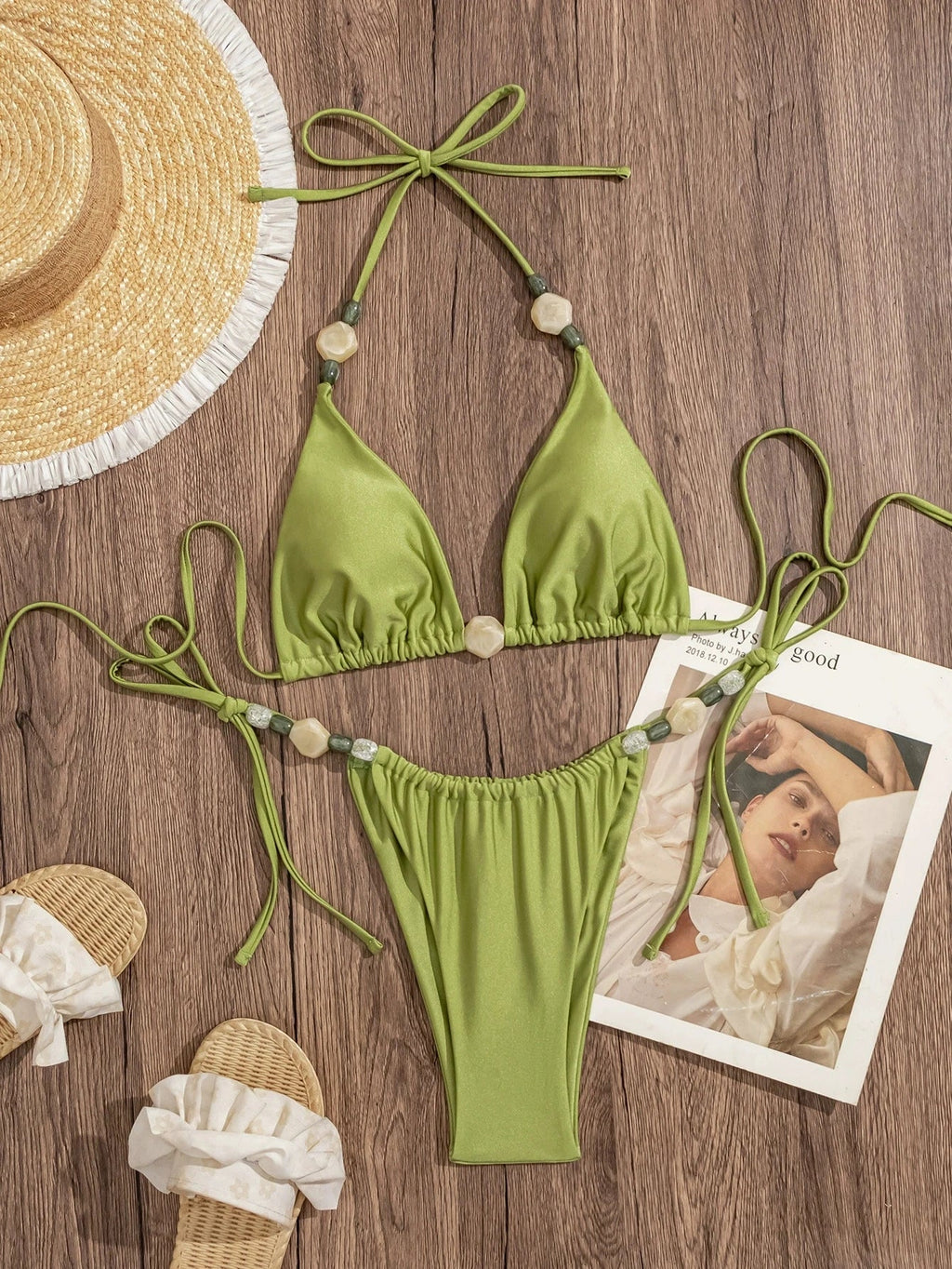 DEKA Push Up Backless Swimwear Halter Brazilian Bikini Set Solid Micro String Thong Swimsuit Bikini Women Side Straps Bathing