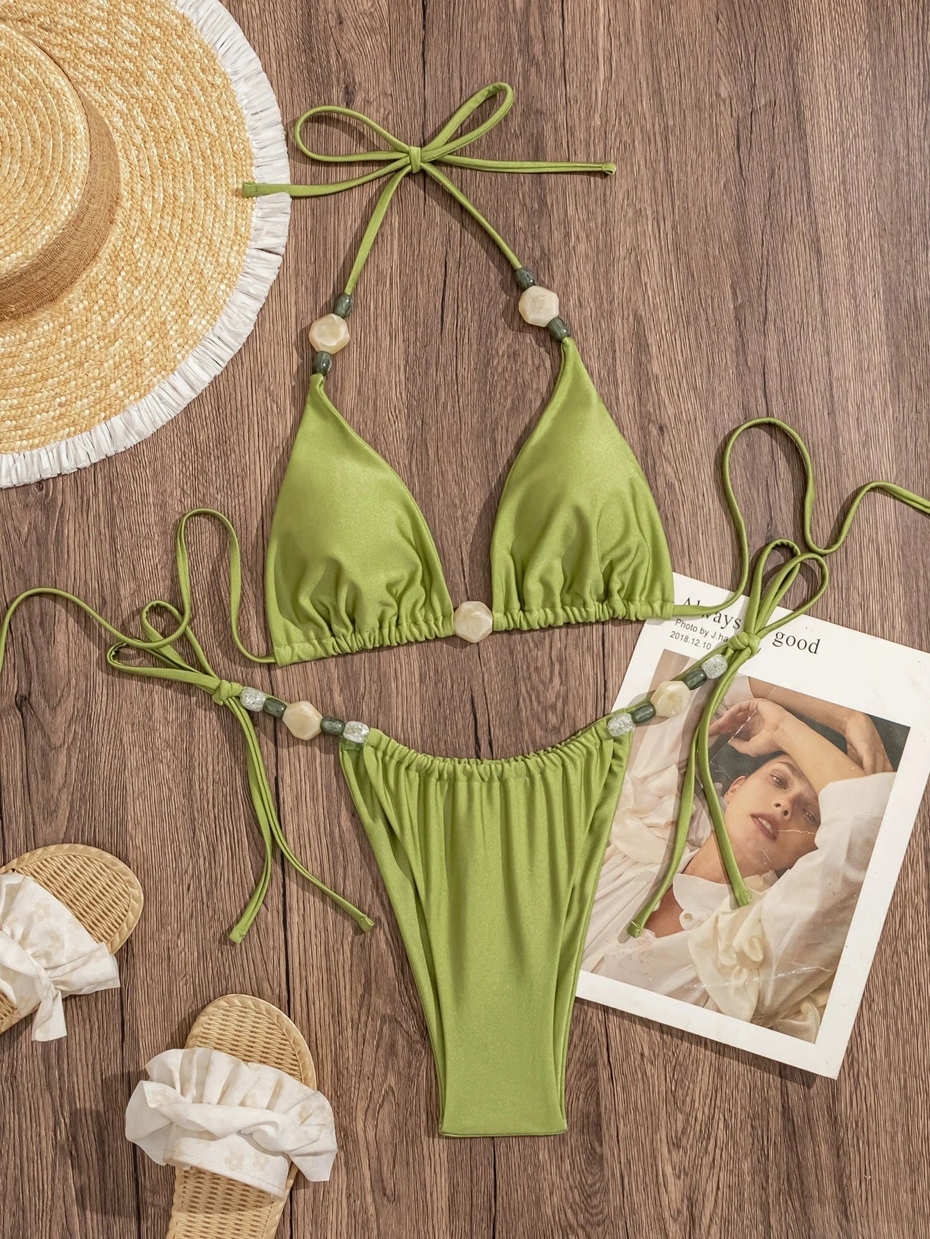 DEKA Push Up Backless Swimwear Halter Brazilian Bikini Set Solid Micro String Thong Swimsuit Bikini Women Side Straps Bathing