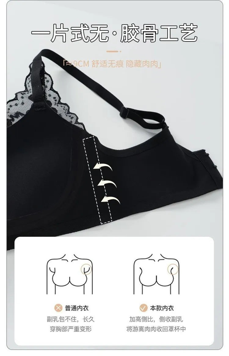 Japanese Sexy Lace Bralette Wireless Bra for Small Chest, Push Up, Side Coverage, Fights Sagging, New Trendy MOYISU Sexy Tushy B