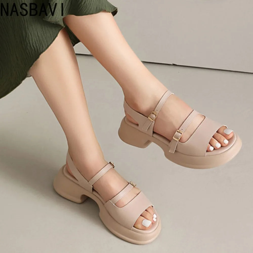 Women's Sandals 2026 New Summer Platform Fashion High Heel Sandals Outdoor Beach Shoes Square Toe Buckle Strap Women’s Shoes