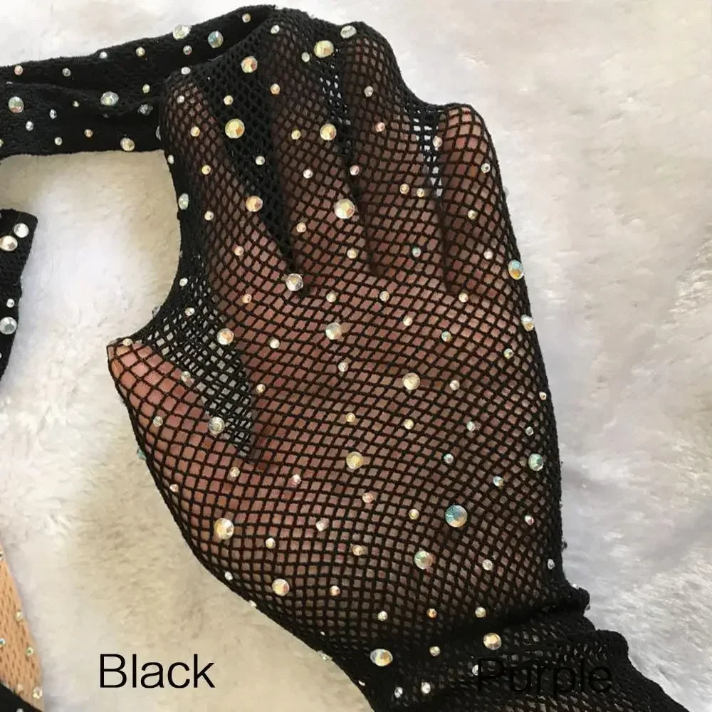 New Fashion Shiny Glitter Fishnet Tights Stockings for Women Girl Trendy Hot-drilled Thin Small Mesh Pantyhose Acrylic Stockings