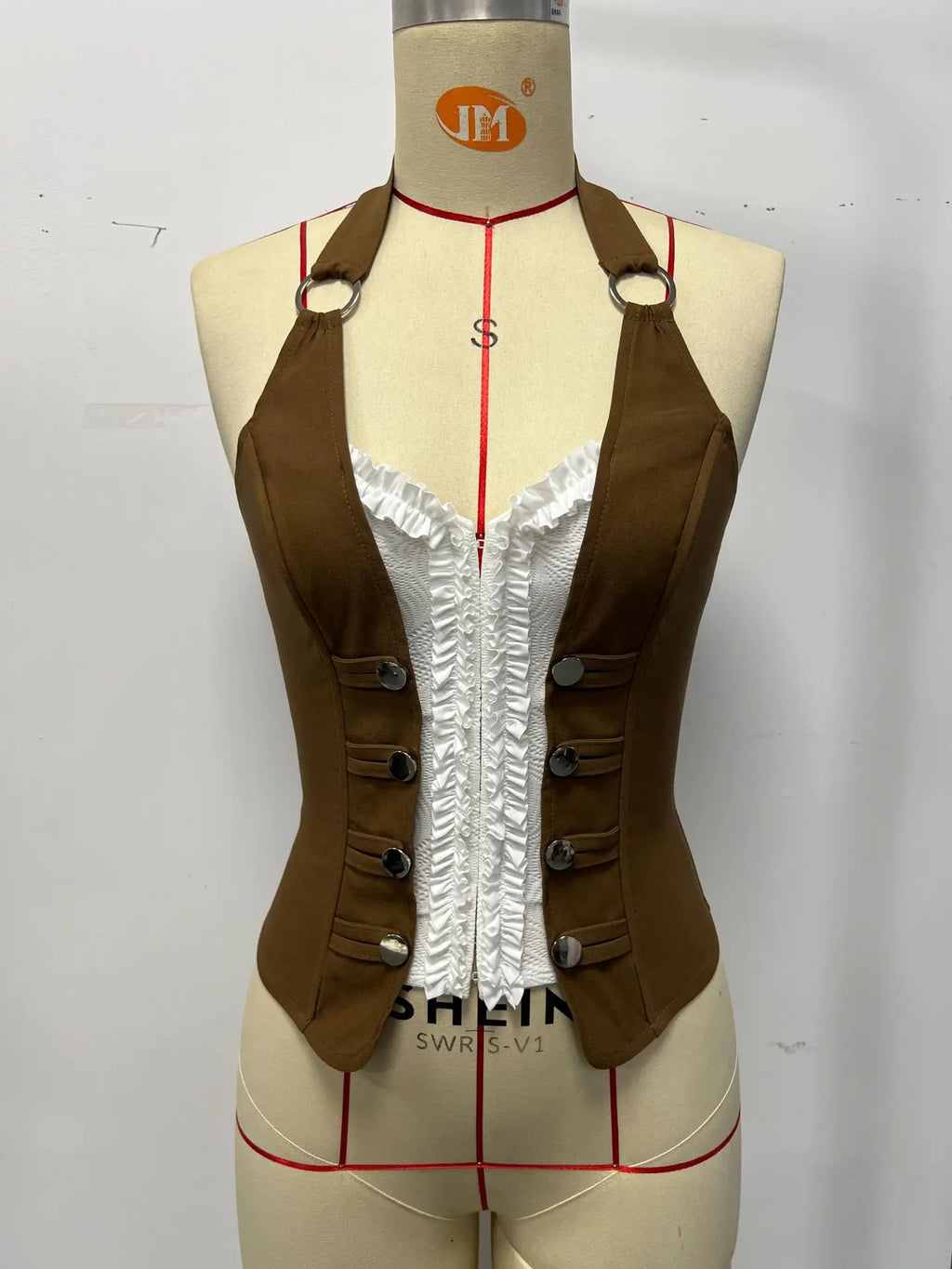 Summer Black White Contrast Tank Top Women Hanging Neck Lace Trim Button Slim Fishbone Waistband Camisole Sexy Party Hliday Vest