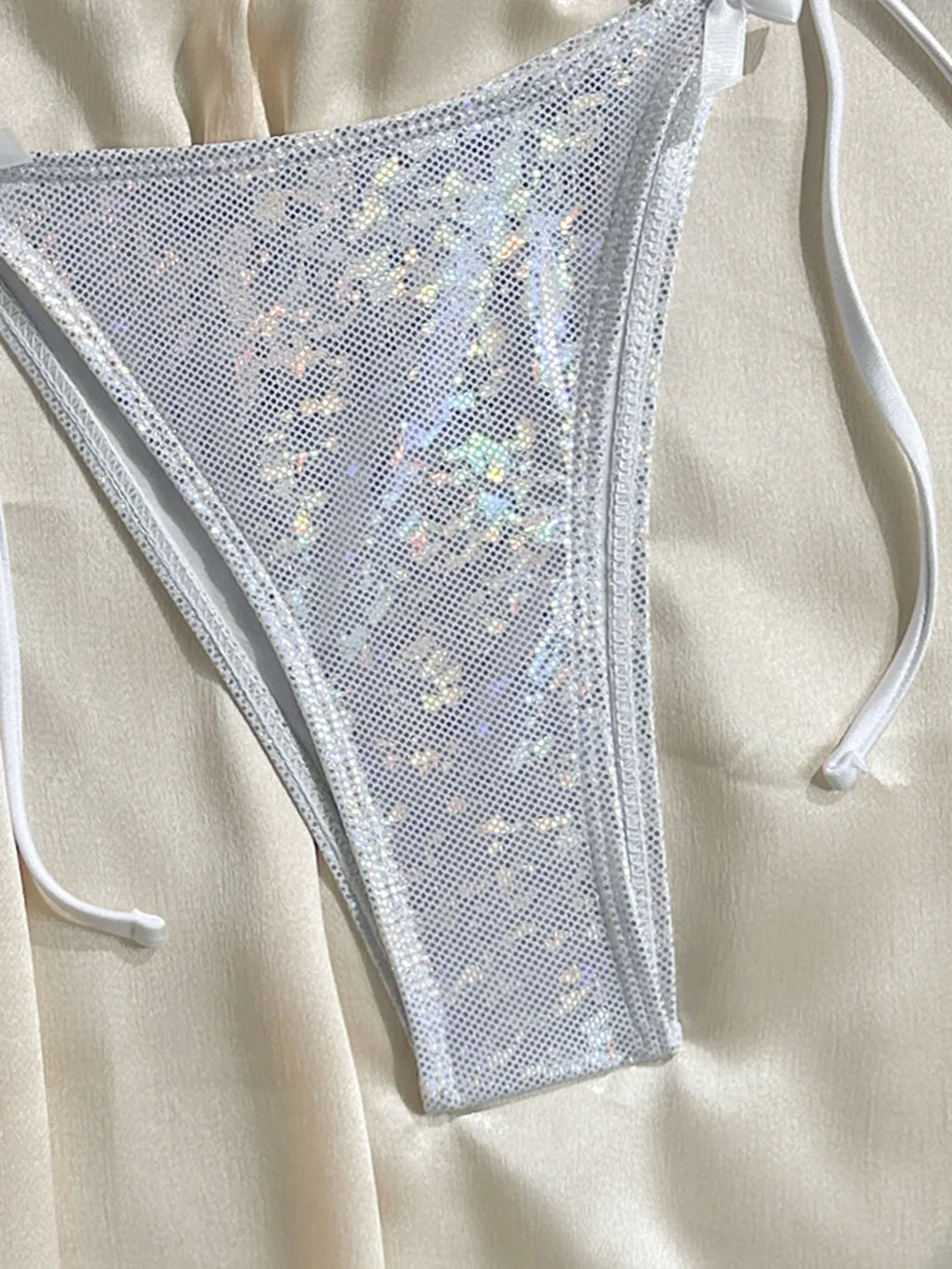 Shiny Brozing Neon Yellow Micro Bikini 2026 Women Sexy Bow Strap Push Up Bra Tie Side Thong Swimsuit Pool Bathing Suit  Swimwear