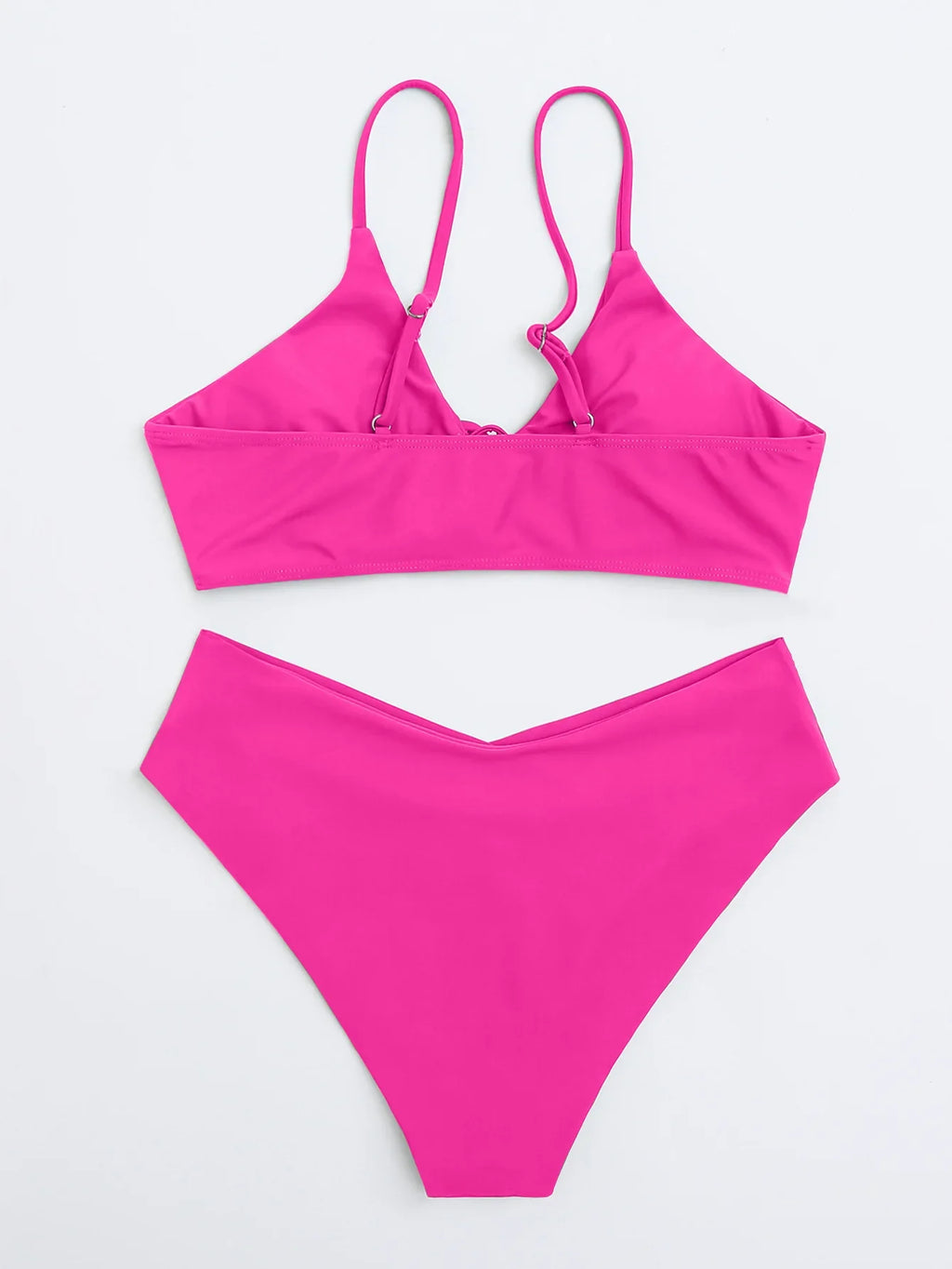 New Women's Swimsuit High Waist Two Piece Bikini Set Hollow Out V-neck Bandage Cross Backless Beach Swimwear Summer Bathing Suit