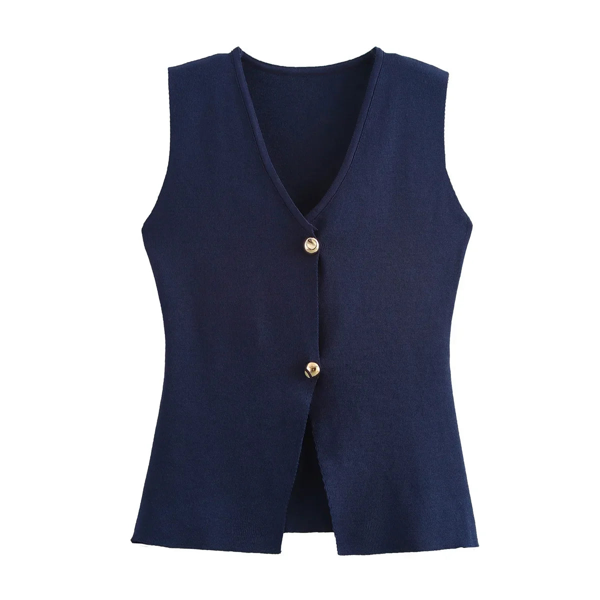 Foridol Gold Button Knitted Tank Top Women Autumn Winter Burgundy Short Vest Sleeveless V Neck Chic New Fashion Tops