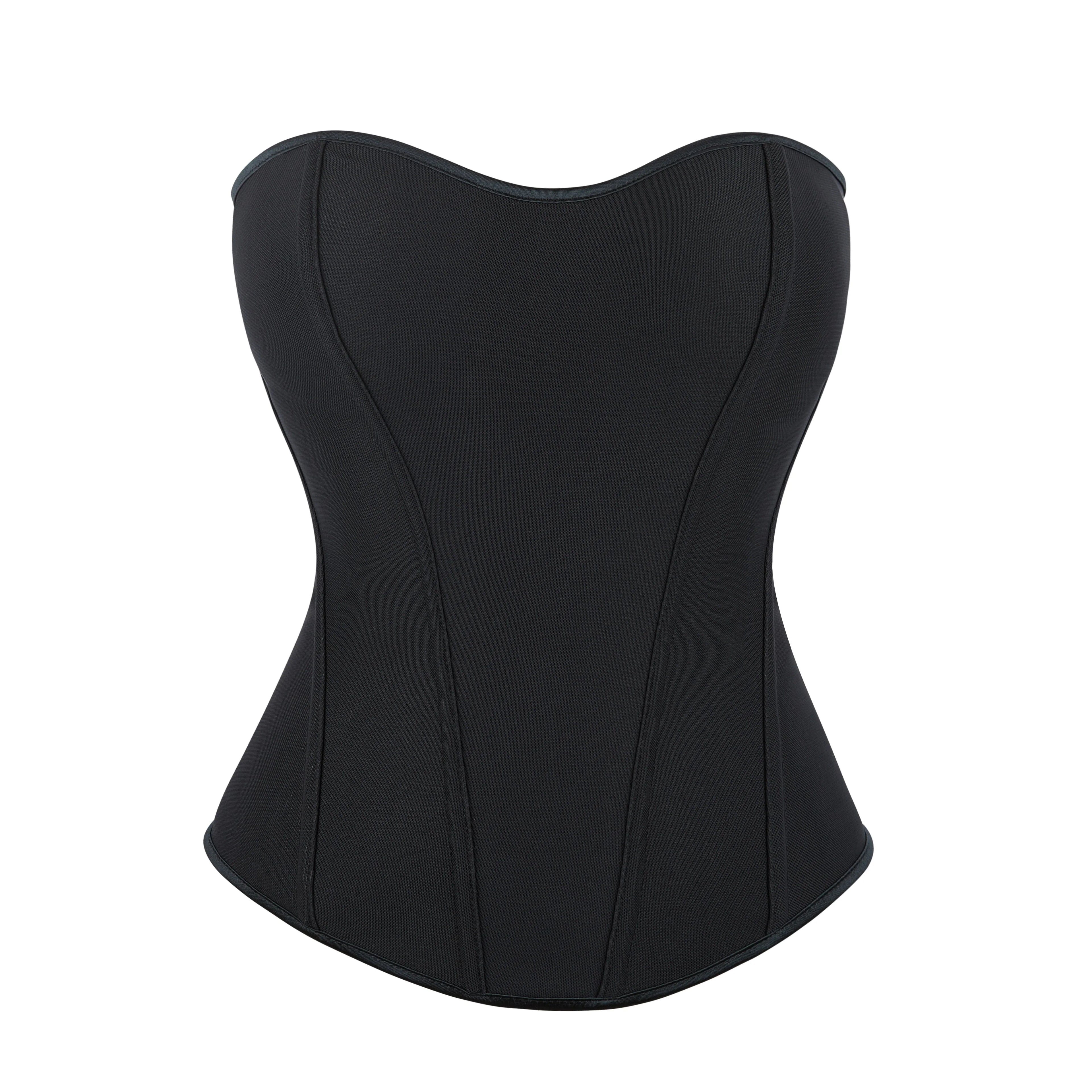 Women’s New Zipper Front Corset, Black Seamless Stretch Boned Bustier, Slimming Curve-Hugging Shapewear Top