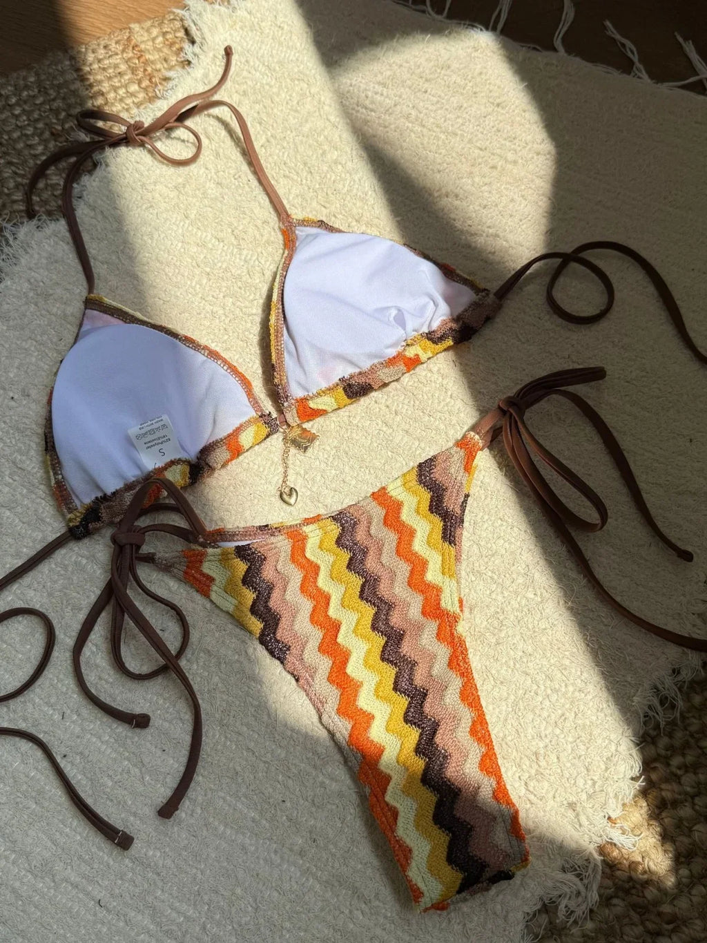 Sexy Lace Orange Gradient Bikini Set 2026 Women Summer Push Up Tie Side Triangle Swimsuit Beach Bathing Suit Holiday Swimwear